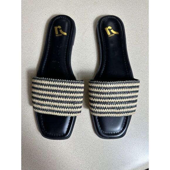 Report Women's Size 11 Woven Black/Tan Slide Sandals - Picture 1 of 3